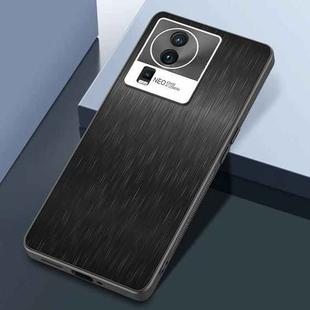 For vivo iQOO Neo7 Rain Silk Texture Shockproof Phone Case(Black)