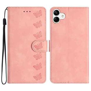 For Samsung Galaxy A04 Seven Butterflies Embossed Leather Phone Case(Pink)