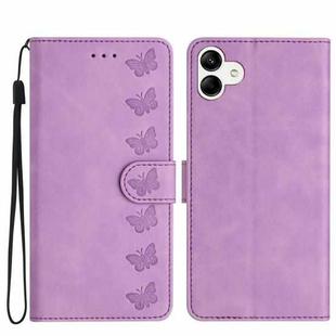 For Samsung Galaxy A04 Seven Butterflies Embossed Leather Phone Case(Purple)