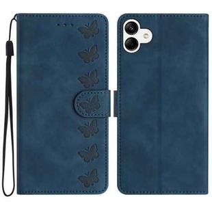 For Samsung Galaxy A04 Seven Butterflies Embossed Leather Phone Case(Blue)