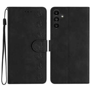 For Samsung Galaxy A04s Seven Butterflies Embossed Leather Phone Case(Black)