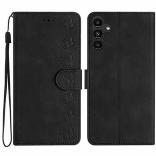 For Samsung Galaxy A14 5G Seven Butterflies Embossed Leather Phone Case(Black)
