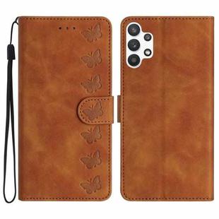For Samsung Galaxy A32 5G Seven Butterflies Embossed Leather Phone Case(Brown)
