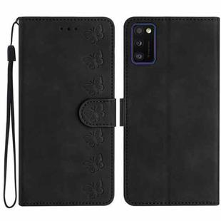 For Samsung Galaxy A41 Seven Butterflies Embossed Leather Phone Case(Black)