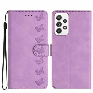 For Samsung Galaxy A72 5G Seven Butterflies Embossed Leather Phone Case(Purple)