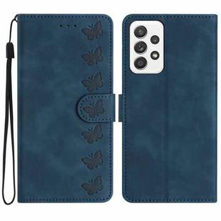For Samsung Galaxy A72 5G Seven Butterflies Embossed Leather Phone Case(Blue)