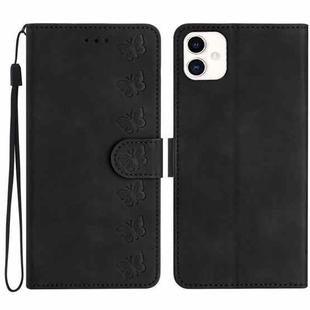 For Samsung Galaxy A05 Seven Butterflies Embossed Leather Phone Case(Black)