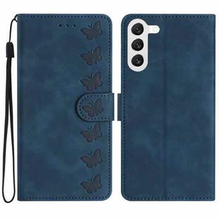 For Samsung Galaxy S24 5G Seven Butterflies Embossed Leather Phone Case(Blue)