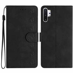 For Samsung Galaxy Note10+ Seven Butterflies Embossed Leather Phone Case(Black)