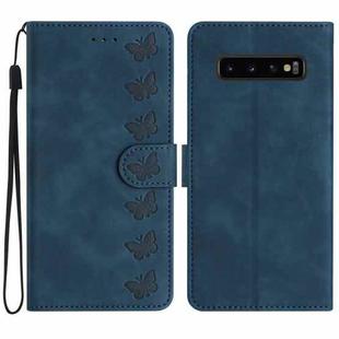 For Samsung Galaxy S10 / S10+ Seven Butterflies Embossed Leather Phone Case(Blue)