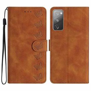 For Samsung Galaxy S20 FE Seven Butterflies Embossed Leather Phone Case(Brown)