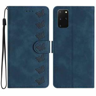 For Samsung Galaxy S20+ Seven Butterflies Embossed Leather Phone Case(Blue)