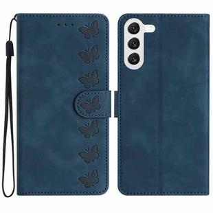 For Samsung Galaxy S23 5G Seven Butterflies Embossed Leather Phone Case(Blue)