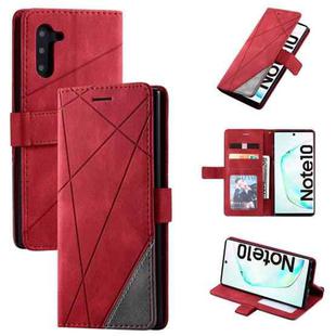 For Samsung Galaxy Note 10 Skin Feel Splicing Horizontal Flip Leather Case with Holder & Card Slots & Wallet & Photo Frame(Red)