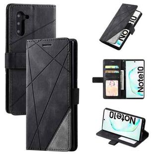 For Samsung Galaxy Note 10 Skin Feel Splicing Horizontal Flip Leather Case with Holder & Card Slots & Wallet & Photo Frame(Black)