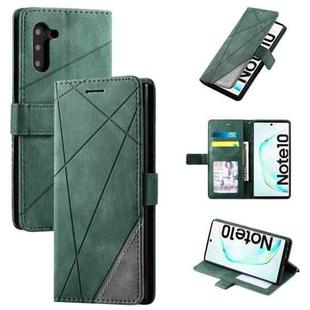 For Samsung Galaxy Note 10 Skin Feel Splicing Horizontal Flip Leather Case with Holder & Card Slots & Wallet & Photo Frame(Green)