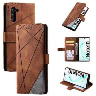 For Samsung Galaxy Note 10 Skin Feel Splicing Horizontal Flip Leather Case with Holder & Card Slots & Wallet & Photo Frame(Brown)