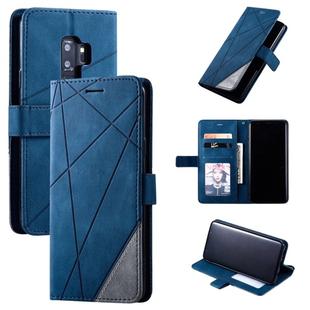 For Samsung Galaxy S9 Plus Skin Feel Splicing Horizontal Flip Leather Case with Holder & Card Slots & Wallet & Photo Frame(Blue)