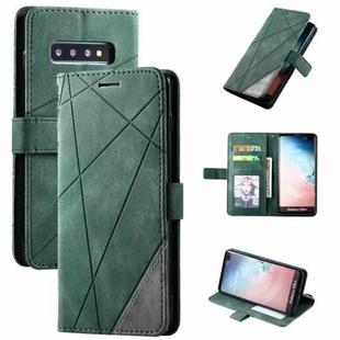For Samsung Galaxy S10 Plus Skin Feel Splicing Horizontal Flip Leather Case with Holder & Card Slots & Wallet & Photo Frame(Green)