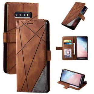 For Samsung Galaxy S10 Plus Skin Feel Splicing Horizontal Flip Leather Case with Holder & Card Slots & Wallet & Photo Frame(Brown)