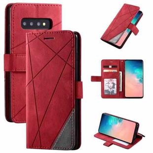 For Samsung Galaxy S10 Skin Feel Splicing Horizontal Flip Leather Case with Holder & Card Slots & Wallet & Photo Frame(Red)