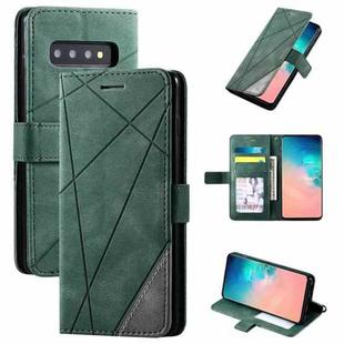 For Samsung Galaxy S10 Skin Feel Splicing Horizontal Flip Leather Case with Holder & Card Slots & Wallet & Photo Frame(Green)