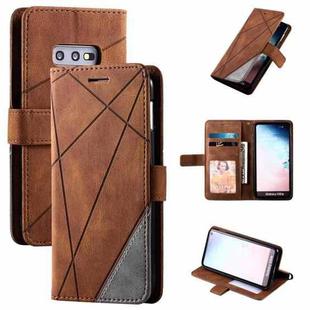 For Samsung Galaxy S10e Skin Feel Splicing Horizontal Flip Leather Case with Holder & Card Slots & Wallet & Photo Frame(Brown)