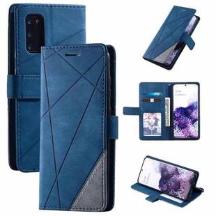 For Samsung Galaxy S20 Skin Feel Splicing Horizontal Flip Leather Case with Holder & Card Slots & Wallet & Photo Frame(Blue)