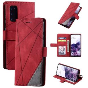 For Samsung Galaxy S20 Skin Feel Splicing Horizontal Flip Leather Case with Holder & Card Slots & Wallet & Photo Frame(Red)