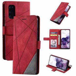 For Samsung Galaxy S20 Plus Skin Feel Splicing Horizontal Flip Leather Case with Holder & Card Slots & Wallet & Photo Frame(Red)