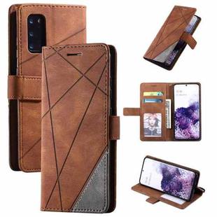 For Samsung Galaxy S20 Ultra Skin Feel Splicing Horizontal Flip Leather Case with Holder & Card Slots & Wallet & Photo Frame(Brown)