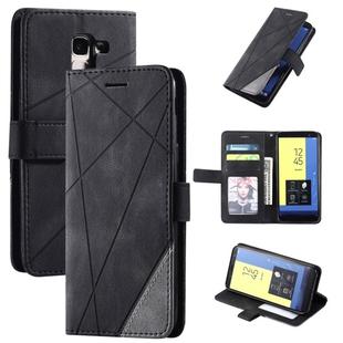 For Samsung Galaxy J6 Skin Feel Splicing Horizontal Flip Leather Case with Holder & Card Slots & Wallet & Photo Frame(Black)