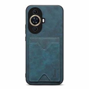 For Huawei nova 11 Denior PU Back Cover Card Slot Holder Phone Case(Blue)