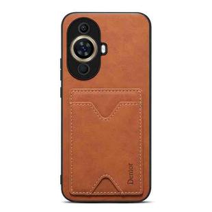 For Huawei nova 11 Denior PU Back Cover Card Slot Holder Phone Case(Brown)