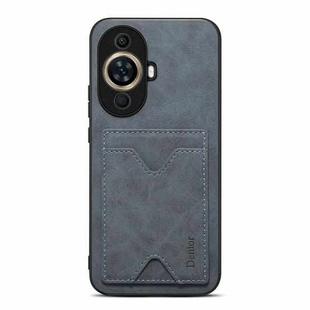 For Huawei nova 11 Pro / 11 Ultra Denior PU Back Cover Card Slot Holder Phone Case(Grey)