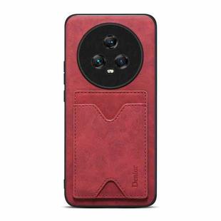 For Honor Magic5 5G Denior PU Back Cover Card Slot Holder Phone Case(Red)