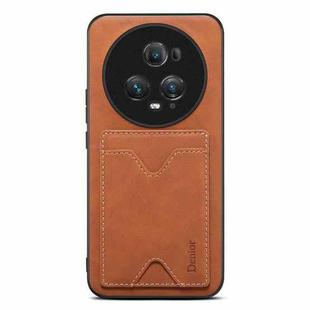 For Honor Magic5 Pro 5G Denior PU Back Cover Card Slot Holder Phone Case(Brown)