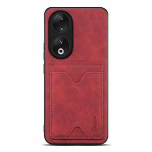 For Honor 90 Denior PU Back Cover Card Slot Holder Phone Case(Red)