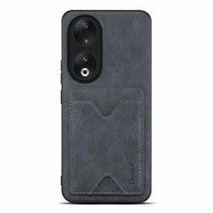 For Honor 90 Denior PU Back Cover Card Slot Holder Phone Case(Grey)