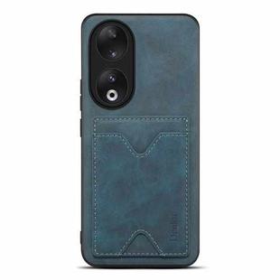 For Honor 90 Denior PU Back Cover Card Slot Holder Phone Case(Blue)