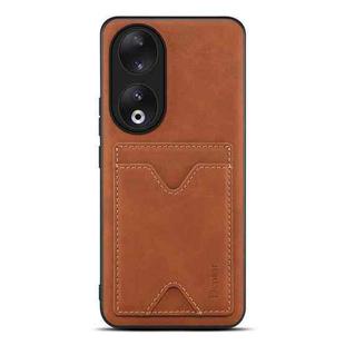 For Honor 90 Denior PU Back Cover Card Slot Holder Phone Case(Brown)
