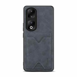For Honor 90 Pro Denior PU Back Cover Card Slot Holder Phone Case(Grey)