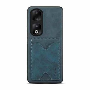 For Honor 90 Pro Denior PU Back Cover Card Slot Holder Phone Case(Blue)