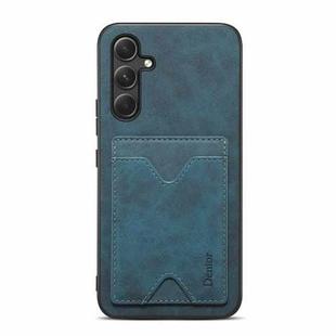 For Samsung Galaxy A34 5G Denior PU Back Cover Card Slot Holder Phone Case(Blue)
