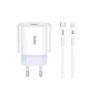 TOTU ZC32 PD 20W Type-C Port Charger with Type-C to 8 Pin Data Cable Set, Specification:EU Plug(White)