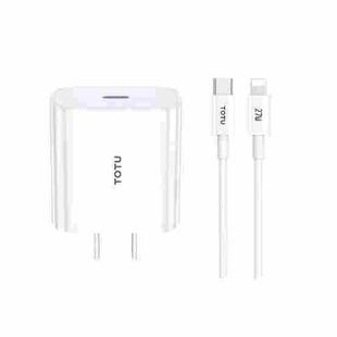TOTU ZC32 PD 20W Type-C Port Charger with Type-C to 8 Pin Data Cable Set, Specification:CN Plug(White)