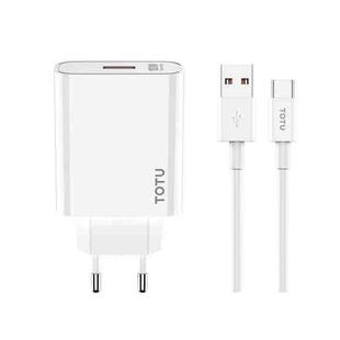 TOTU W123 100W USB Port Travel Charger with USB to USB -C / Type-C Data Cable Set, Specification:EU Plug(White)
