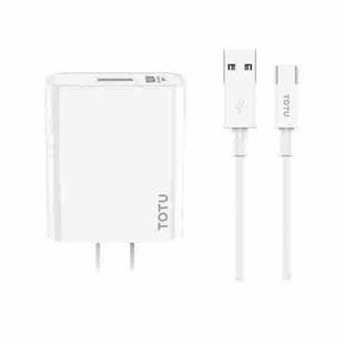 TOTU W123 100W USB Port Travel Charger with USB to USB -C / Type-C Data Cable Set, Specification:CN Plug(White)