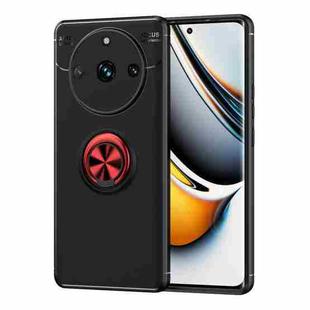 For Realme 11 Pro Metal Ring Holder TPU Phone Case(Black+Red)