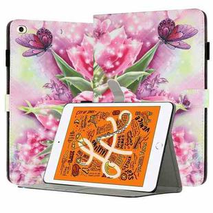 For iPad mini 5 / 4 / 3 / 2 / 1 Painted Leather Smart Tablet Case(Rose Butterfly)